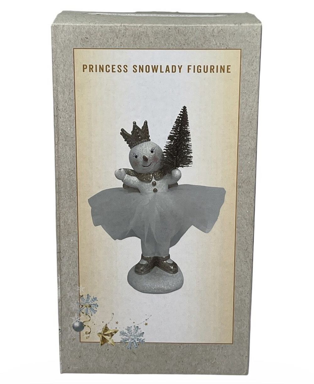 Cracker Barrel Princess Snowlady Figurine Ballerina Christmas Snowman Crown NIB